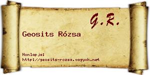Geosits Rózsa névjegykártya